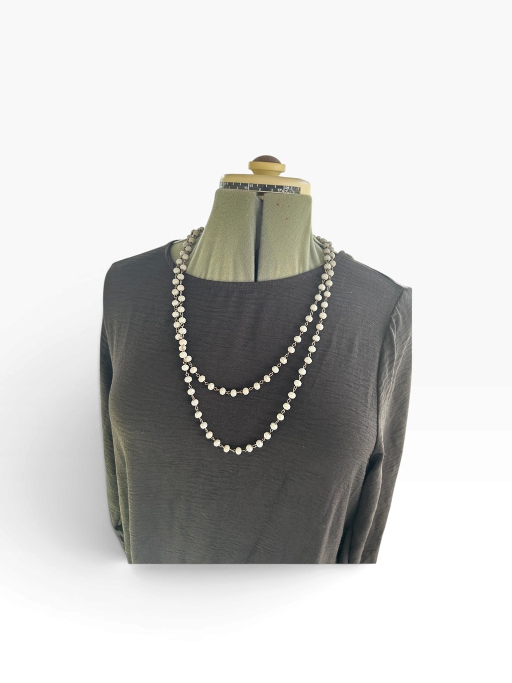 Vintage Baby Blue Faceted plastic Extra Long Necklace
